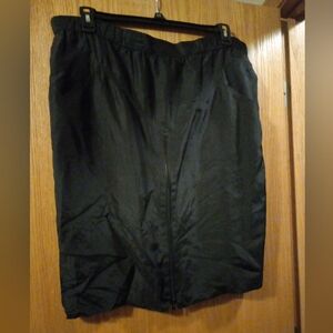Womens Adam Douglass Black Silk Skirt Large 24 Long Front Zipper 19 Across Waist